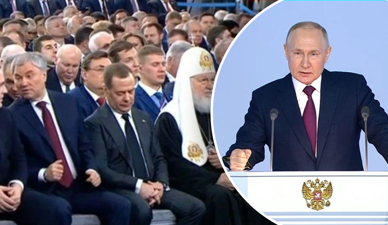 Мабуть не встиг похмелитися: Медведєв заснув на виступі Путіна